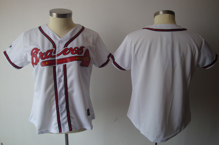 Braves Blank White Women's Fashion Stitched MLB Jersey - Click Image to Close